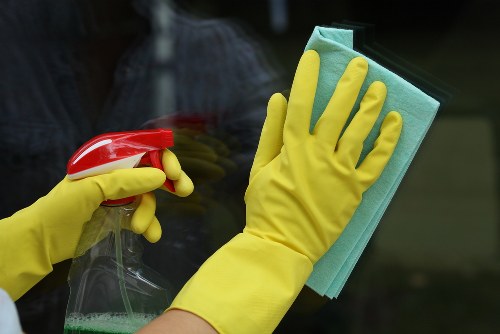 Carpet cleaning team with recycling boxes and sustainability focus in Barnet