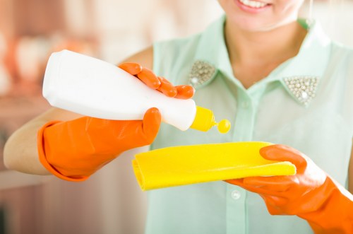 Technician completing a safety check before cleaning