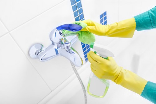 Professional carpet cleaner preparing a Barnet property for hot water extraction cleaning